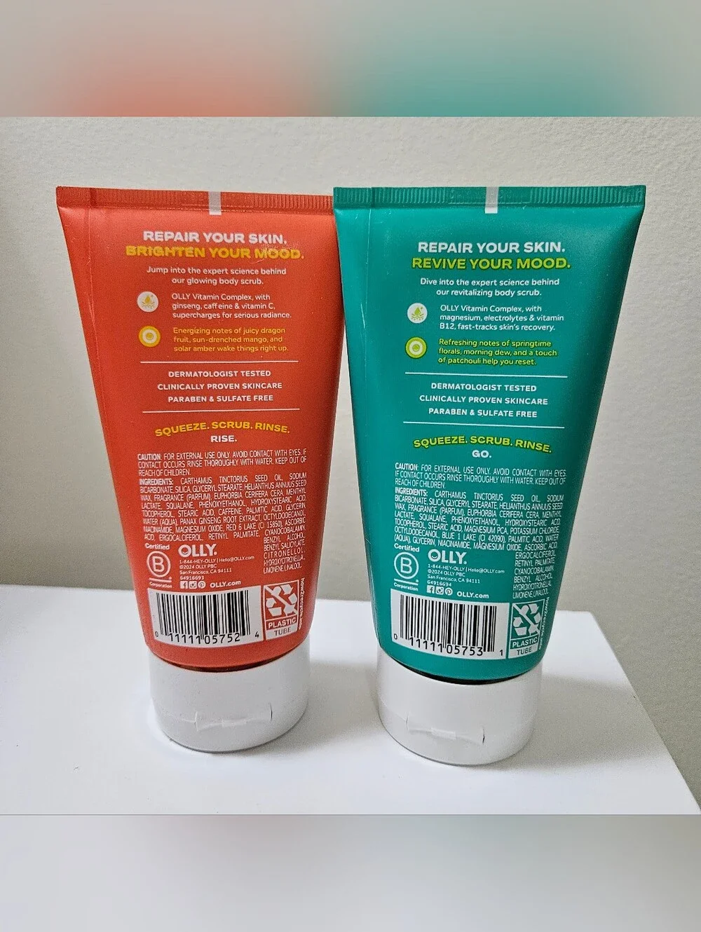 OLLY Mood + Skin Body Scrub 2-Pack Revive & Bright NWT, Citrus And Neroli